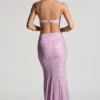 Vestito lungo a sirena con cut-out decorato Lucienne in rosa peonia Vestito lungo a sirena con cut-out decorato Lucienne in rosa peonia
