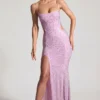Vestito lungo a sirena con cut-out decorato Lucienne in rosa peonia Vestito lungo a sirena con cut-out decorato Lucienne in rosa peonia