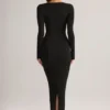 Vestito lungo aderente Lux in modal con scollo quadrato, colore nero Vestito lungo aderente Lux in modal con scollo quadrato, colore nero