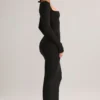 Vestito lungo aderente Lux in modal con scollo quadrato, colore nero Vestito lungo aderente Lux in modal con scollo quadrato, colore nero