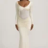 Vestito lungo arricciato con fiocco Alila in avorio Vestito lungo arricciato con fiocco Alila in avorio