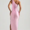 Vestito lungo asimmetrico con dettaglio a sciarpa Sheril in rosa tenue Vestito lungo asimmetrico con dettaglio a sciarpa Sheril in rosa tenue