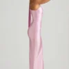 Vestito lungo asimmetrico con dettaglio a sciarpa Sheril in rosa tenue Vestito lungo asimmetrico con dettaglio a sciarpa Sheril in rosa tenue