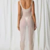 Vestito lungo con cut-out e dettagli in perla Pacifica in bianco perla Vestito lungo con cut-out e dettagli in perla Pacifica in bianco perla