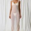 Vestito lungo con cut-out e dettagli in perla Pacifica in bianco perla Vestito lungo con cut-out e dettagli in perla Pacifica in bianco perla