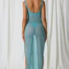 Vestito lungo con cut-out e dettagli in perle Pacifica in turchese Vestito lungo con cut-out e dettagli in perle Pacifica in turchese