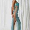 Vestito lungo con cut-out e dettagli in perle Pacifica in turchese Vestito lungo con cut-out e dettagli in perle Pacifica in turchese