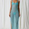 Vestito lungo con cut-out e dettagli in perle Pacifica in turchese Vestito lungo con cut-out e dettagli in perle Pacifica in turchese