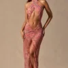 Vestito lungo con scollo all’americana e cut-out Caicos con stampa Paisley Vestito lungo con scollo all’americana e cut-out Caicos con stampa Paisley