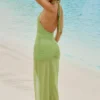 Vestito lungo con scollo all’americana e cut-out Caicos in verde oliva