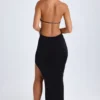 Vestito lungo con scollo all’americana e cut-out Solaria in nero Vestito lungo con scollo all’americana e cut-out Solaria in nero