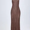 Vestito lungo con scollo all’americana e schiena scoperta Solara in bronzo Vestito lungo con scollo all’americana e schiena scoperta Solara in bronzo
