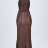 Vestito lungo con scollo all’americana e schiena scoperta Solara in bronzo Vestito lungo con scollo all’americana e schiena scoperta Solara in bronzo