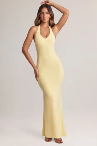 Vestito lungo con scollo all’americana Hallie in Modal, colore Lemon Sherbet Vestito lungo con scollo all’americana Hallie in Modal, colore Lemon Sherbet