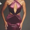 Vestito lungo con scollo all’americana in velluto Adriana color vino Vestito lungo con scollo all’americana in velluto Adriana color vino