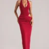 Vestito lungo con scollo profondo all’americana Oona in rosso ciliegia Vestito lungo con scollo profondo all’americana Oona in rosso ciliegia