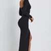 Vestito lungo con scollo profondo e maniche lunghe Marcela in Modal nero Vestito lungo con scollo profondo e maniche lunghe Marcela in Modal nero