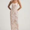 Vestito lungo con scollo rotondo e schiena scoperta Tavira, decorato, in avorio Vestito lungo con scollo rotondo e schiena scoperta Tavira, decorato, in avorio
