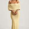 Vestito lungo con spalle scoperte Naia Bouclé in giallo Vestito lungo con spalle scoperte Naia Bouclé in giallo