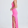 Vestito lungo con volant arricciati Coraline in rosa lollipop Vestito lungo con volant arricciati Coraline in rosa lollipop