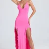 Vestito lungo con volant arricciati Coraline in rosa lollipop Vestito lungo con volant arricciati Coraline in rosa lollipop