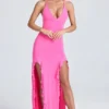 Vestito lungo con volant arricciati Coraline in rosa lollipop Vestito lungo con volant arricciati Coraline in rosa lollipop