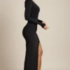 Vestito lungo drappeggiato asimmetrico Blythe in nero Vestito lungo drappeggiato asimmetrico Blythe in nero