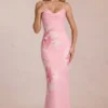 Vestito lungo in chiffon Fioren con stampa floreale rosa Vestito lungo in chiffon Fioren con stampa floreale rosa