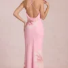 Vestito lungo in chiffon Fioren con stampa floreale rosa Vestito lungo in chiffon Fioren con stampa floreale rosa