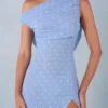 Vestito lungo monospalla Nivara con stampa a pois blu Vestito lungo monospalla Nivara con stampa a pois blu