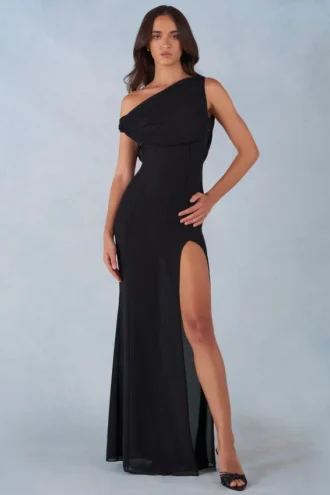 Vestito lungo monospalla Nivara in nero