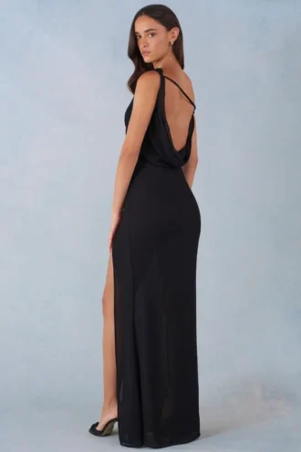 Vestito lungo monospalla Nivara in nero