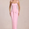 Vestito lungo Nayeli con scollo quadrato e arricciature in rosa fiorito Vestito lungo Nayeli con scollo quadrato e arricciature in rosa fiorito