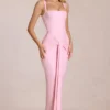 Vestito lungo Nayeli con scollo quadrato e arricciature in rosa fiorito Vestito lungo Nayeli con scollo quadrato e arricciature in rosa fiorito