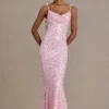 Vestito lungo premium Ariette con decorazioni e schiena scoperta in rosa confetto Vestito lungo premium Ariette con decorazioni e schiena scoperta in rosa confetto
