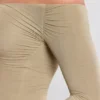 Vestito lungo Roxana con maniche lunghe e spalle scoperte in misto modal e cashmere, color taupe Vestito lungo Roxana con maniche lunghe e spalle scoperte in misto modal e cashmere, color taupe