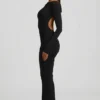 Vestito lungo senza schienale con ruches in modal Regine, nero Vestito lungo senza schienale con ruches in modal Regine, nero
