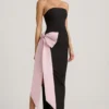 Vestito lungo senza spalline con fiocco Angelique in nero Vestito lungo senza spalline con fiocco Angelique in nero