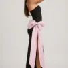 Vestito lungo senza spalline con fiocco Angelique in nero Vestito lungo senza spalline con fiocco Angelique in nero