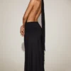 Vestito lungo senza spalline con scollo all’americana in jersey morbido Merryth, colore nero Vestito lungo senza spalline con scollo all’americana in jersey morbido Merryth, colore nero