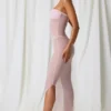 Vestito midi a fascia con ruches Papeete in rosa tenue Vestito midi a fascia con ruches Papeete in rosa tenue