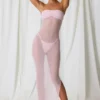 Vestito midi a fascia con ruches Papeete in rosa tenue Vestito midi a fascia con ruches Papeete in rosa tenue