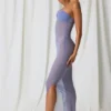 Vestito midi a fascia con ruches Papeete in viola lavanda Vestito midi a fascia con ruches Papeete in viola lavanda