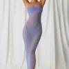 Vestito midi a fascia con ruches Papeete in viola lavanda Vestito midi a fascia con ruches Papeete in viola lavanda