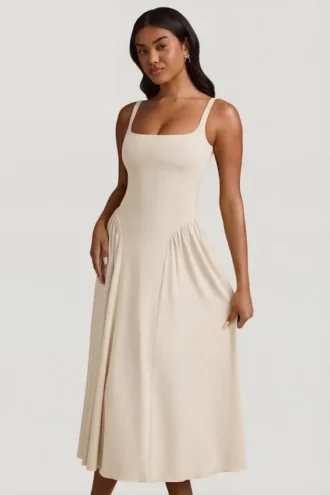 Vestito midi A-line in modal Aireen color avorio