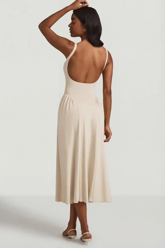 Vestito midi A-line in modal Aireen color avorio Vestito midi A-line in modal Aireen color avorio