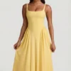 Vestito midi A-line in modal Aireen, giallo pastello Vestito midi A-line in modal Aireen, giallo pastello