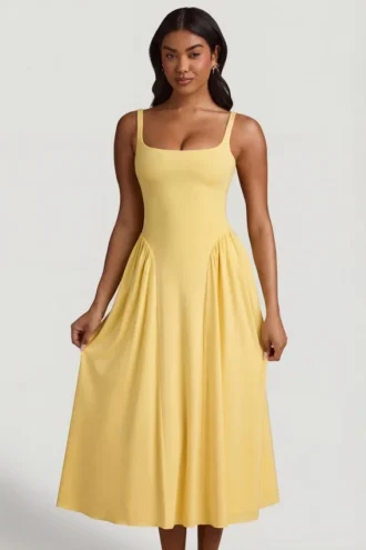 Vestito midi A-line in modal Aireen, giallo pastello