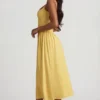 Vestito midi A-line in modal Aireen, giallo pastello Vestito midi A-line in modal Aireen, giallo pastello