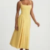 Vestito midi A-line in modal Aireen, giallo pastello Vestito midi A-line in modal Aireen, giallo pastello